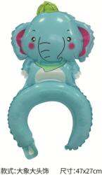 Flippy Balon din Folie Metalizata, Flippy, Tip Coronita, Model Elefant, Ambalaj Individual, Pai Inclus, Umflare cu Aer sau Heliu, 47 x 27 cm, Albastru (teo-134299)