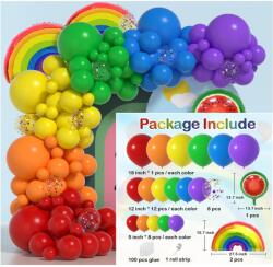 Flippy Baloane decorative pentru PETRECERE, Flippy, Arcada Set MIX din 107 baloane, pentru Evenimente, Aniversari, Model Curcubeu, Rainbow, Multicolor (teo-133909)