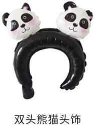 Flippy Balon din Folie Metalizata, Flippy, Tip Coronita cu Urechi, Model Panda, Ambalaj Individual, Pai Inclus, Umflare cu Aer sau Heliu, 30 x 27 cm, Albastru (teo-134298)