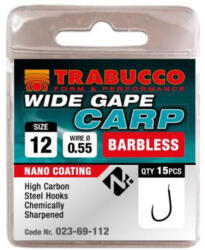 Trabucco Wide Gape Carp 12 Lapkás, Szakáll Nélküli Horog 15db (023-69-112)