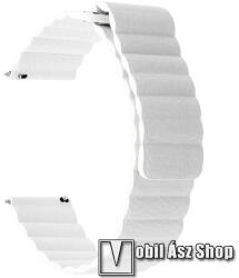  Okosóra mágneses loop szíj - FEHÉR - valódi bőr - 22mm széles, 160-204 mm-es csuklóig használható - HUAWEI Watch GT / SAMSUNG Galaxy Watch 46mm / SAMSUNG Gear S3 Classic / SAMSUNG Gear S3 Frontier