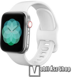 Okosóra szíj - FEHÉR - szilikon - 120mm + 104mm hosszú - APPLE Watch Series 1/2/3 38mm / 4/5/6/SE 40mm / 7/8/9 41mm