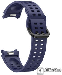  Okosóra szíj, Szilikon, Csatos, Gombos gyorskioldó, 91mm + 137mm hosszú, 20mm széles, Sötétkék, Samsung Galaxy Watch FE, Watch4, Watch5, Watch5 Pro, Watch6, Watch7
