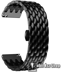  Fém okosóra szíj - FEKETE - rozsdamentes acél, csatos, 22mm széles, 17 cm hosszú - HUAWEI Watch GT / SAMSUNG Galaxy Watch 46mm / SAMSUNG Gear S3 Classic / SAMSUNG Gear S3 Frontier / Watch GT 2 46mm