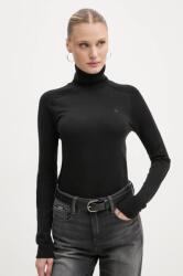 G-Star gyapjú pulóver könnyű, női, fekete, garbónyakú, D25510-D847 - fekete XS