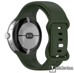 Google Pixel Watch 3 41mm, Watch 2, Watch 1, Okosóra szíj, Szilikon, 136+104mm hosszú, Sötétzöld