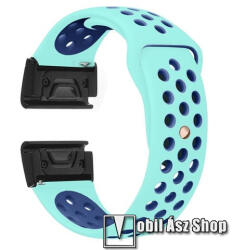 Okosóra szíj - szilikon, légáteresztő, sportoláshoz, 26mm, QUICKFIT, 170mm-től 236mm-es méretű csuklóig - VILÁGOSKÉK / SÖTÉTKÉK - Garmin Fenix 5X / 5X Plus / 5X Plus Sapphire / 6X / 6X Sapphire / 6X P
