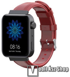  Okosóra szíj - PIROS - valódi bőr - 87mm + 120mm hosszú, 18mm széles - Xiaomi Mi Watch (For China Market) / Fossil Gen 4 / HUAWEI TalkBand B5