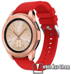  Okosóra szíj - szilikon, Twill mintás - PIROS - 102mm + 80mm hosszú, 20mm széles, max 225mm-es csuklóra - SAMSUNG Galaxy Watch 42mm / Xiaomi Amazfit GTS / SAMSUNG Gear S2 / HUAWEI Watch GT 2 42mm / Ga