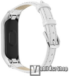  Okosóra pót szíj - valódi bőr - SAMSUNG SM-R375 Galaxy Fit e - FEHÉR