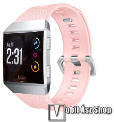 Okosóra szíj - szilikon, textúrált mintás - RÓZSASZÍN - 123+98mm hosszú, 28mm széles, 130-220mm csuklóméretig ajánlott - Fitbit Ionic