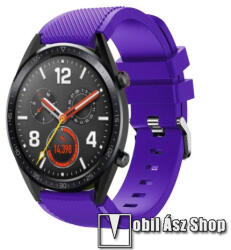  Okosóra szíj - szilikon, Twill mintás - 77mm + 104mm hosszú, 22mm széles - LILA - HUAWEI Watch GT / HUAWEI Watch Magic / Watch GT 2 46mm