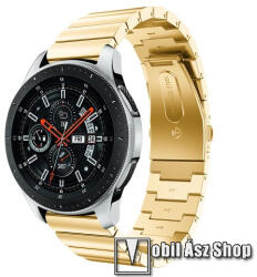  Fém okosóra szíj - ARANY - rozsdamentes acél, csatos, 170mm hosszú, 22mm széles, 130-206 mm-es csuklóig használható! - SAMSUNG Galaxy Watch 46mm / SAMSUNG Gear S3 Classic / SAMSUNG Gear S3 Frontier