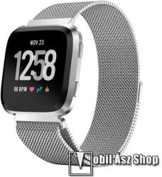  Okosóra milánói szíj - rozsdamentes acél, mágneses - EZÜST - 200mm hosszú, 23mm széles - Fitbit Versa / Fitbit Versa Lite / Fitbit Versa 2