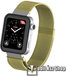 Okosóra milánói szíj - rozsdamentes acél, mágneses - 230mm hosszú, 18mm széles, 160-270mm átmérőjű csuklóméretig - ARANY - Xiaomi Mi Watch (For China Market) / Fossil Gen 4 / HUAWEI TalkBand B5