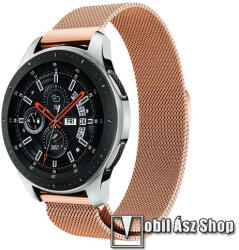 Okosóra milánói szíj - rozsdamentes acél, mágneses - ROSE GOLD - 234 mm hosszú, 22mm széles, max 220mm-es csuklóra - SAMSUNG Galaxy Watch 46mm / SAMSUNG Gear S3 Classic / SAMSUNG Gear S3 Frontier