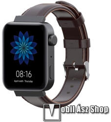  Okosóra szíj - KÁVÉBARNA - valódi bőr - 87mm + 120mm hosszú, 18mm széles - Xiaomi Mi Watch (For China Market) / Fossil Gen 4 / HUAWEI TalkBand B5