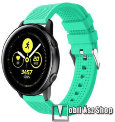 Okosóra szíj - szilikon, csíkos textúra mintás - ZÖLD - 128mm+ 85mm hosszú, 20mm széles, 135-215mm csuklóméretig ajánlott - SAMSUNG Galaxy Watch 42mm / Xiaomi Amazfit GTS / SAMSUNG Gear S2 / HUAWEI Wa