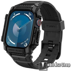Spigen Apple Watch Series 10 46mm, SPIGEN RUGGED ARMOR PRO okosóra szíj és védő keret, Állítható szilikon szíj, Szilikon keret, Erős védelem, Fekete (ACS08604)