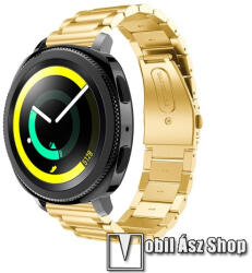 Okosóra szíj - rozsdamentes acél, csatos - ARANY - 205 mm-es csuklóig használható, 177mm hosszú, 20mm széles - SAMSUNG Galaxy Watch 42mm / Xiaomi Amazfit GTS / SAMSUNG Gear S2 / HUAWEI Watch GT 2 42mm