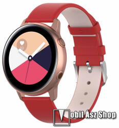  Okosóra szíj - PIROS - műbőr - 118.5mm + 88.55mm hosszú, 20mm széles - SAMSUNG Galaxy Watch 42mm / Xiaomi Amazfit GTS / SAMSUNG Gear S2 / HUAWEI Watch GT 2 42mm / Galaxy Watch Active / Active 2