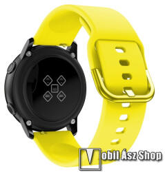 Okosóra szíj - CITROMSÁRGA - szilikon - 83mm + 116mm hosszú, 20mm széles, 130mm-től 205mm-es méretű csuklóig ajánlott - SAMSUNG Galaxy Watch 42mm / Xiaomi Amazfit GTS / SAMSUNG Gear S2 / HUAWEI Watch