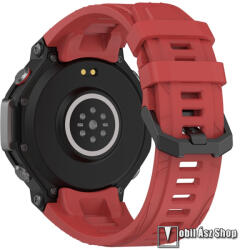 Xiaomi Amazfit T-Rex 3, Okosóra szíj, Szilikon, Csíkos textúra, Csatos, Állítható méret, Csavarhúzóval, 99mm+134mm hosszú, Piros