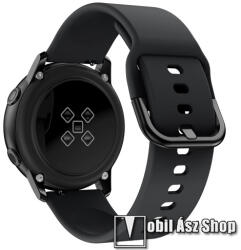  Okosóra szíj - FEKETE - szilikon - 120mm + 75mm hosszú, 20mm széles - SAMSUNG Galaxy Watch 42mm / Xiaomi Amazfit GTS / SAMSUNG Gear S2 / HUAWEI Watch GT 2 42mm / Galaxy Watch Active / Active 2