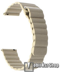  Okosóra mágneses loop szíj - VILÁGOSBARNA - valódi bőr - 220mm hosszú, 22mm széles - HUAWEI Watch GT / SAMSUNG Galaxy Watch 46mm / SAMSUNG Gear S3 Classic / SAMSUNG Gear S3 Frontier