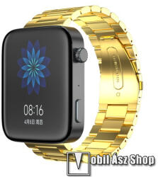  Okosóra szíj - rozsdamentes acél, csatos - ARANY - 175mm hosszú, 18mm széles, 135mm-208mm átmérőjű csuklóméretig - Xiaomi Mi Watch (For China Market) / Fossil Gen 4 / HUAWEI TalkBand B5
