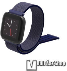 Okosóra szíj - szövet, tépőzáras - SÖTÉTKÉK - 23mm széles - Fitbit Versa / Fitbit Versa Lite / Fitbit Versa 2