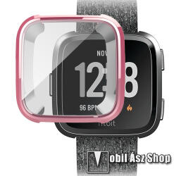 Fitbit Versa, Fitbit Versa Lite, Okosóra szilikon védőtok, előlapvédős, Rózsaszín