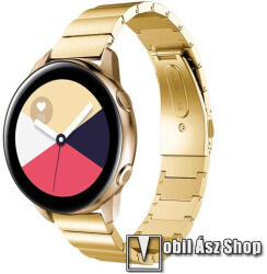 Okosóra szíj - ARANY - rozsdamentes acél, csatos - 177mm hosszú, 20mm széles - SAMSUNG Galaxy Watch 42mm / Xiaomi Amazfit GTS / SAMSUNG Gear S2 / HUAWEI Watch GT 2 42mm / Galaxy Watch Active / Active
