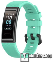  Okosóra szíj - CYAN - szilikon, Twill mintás - 93mm + 121mm hosszú, 16mm széles - HUAWEI Band 3 Pro