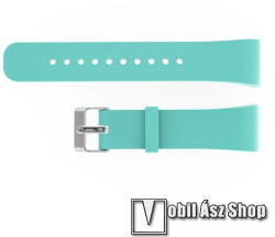 Okosóra szíj - CYAN - szilikon, 20cm hosszú és 2cm széles - SAMSUNG Gear Fit 2 SM-R360 / Samsung Gear Fit 2 Pro SM-R365 - 117mm + 75mm hosszú