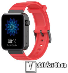 Okosóra szíj - szilikon - PIROS - 121mm + 88mm hosszú, 18mm széles - Xiaomi Mi Watch (For China Market) / Fossil Gen 4 / HUAWEI TalkBand B5