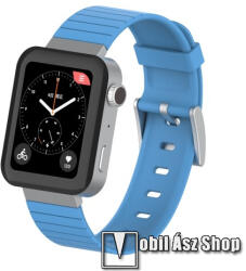  Okosóra szíj - szilikon - VILÁGOSKÉK - 150mm-től 210mm-es méretű csuklóig ajánlott, 112mm + 90mm hosszú, 18mm széles - Xiaomi Mi Watch (For China Market) / Fossil Gen 4 / HUAWEI TalkBand B5