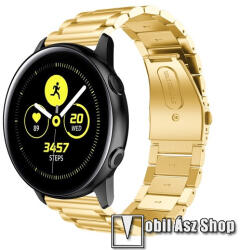  Fém okosóra szíj - ARANY - rozsdamentes acél, csatos - 188mm hosszú, 20mm széles - SAMSUNG Galaxy Watch 42mm / Xiaomi Amazfit GTS / SAMSUNG Gear S2 / HUAWEI Watch GT 2 42mm / Galaxy Watch Active / Act