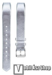 Okosóra szíj - EZÜST - valódi bőr, 115mm + 90mm hosszú - Fitbit Alta / Fitbit Alta HR
