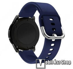  Okosóra szíj - SÖTÉTKÉK - szilikon - 83mm + 116mm hosszú, 20mm széles, 130mm-től 205mm-es méretű csuklóig ajánlott - SAMSUNG Galaxy Watch 42mm / Xiaomi Amazfit GTS / SAMSUNG Gear S2 / HUAWEI Watch GT 