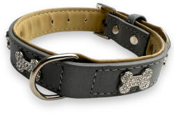 Mpets Bling nyakörv strasszköves csontokkal M szürke 2x28-35cm
