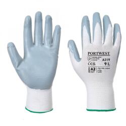 Portwest A319 Nylon nitril tenyérmártott védőkesztyű (fehér/szürke) (10/XL) (A319GRWXL)