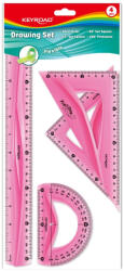 Keyroad Vonalzókészlet, 30 cm, flexibilis vonalzó, szögmérő, 45° és 60° háromszög vonalzók 4 db/bliszter Keyroad vegyes színek - vegyesbolt