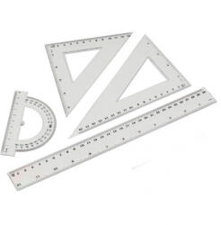  Vonalzókészlet, 30cm, vonalzó, szögmérő, 45° és 60° háromszög vonalzók 4 db/csom - vegyesbolt