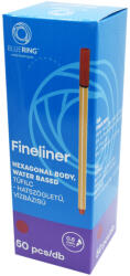 BLUERING Rostirón, tűfilc vízbázisú, 0, 5mm, hatszögletű test, Bluering® piros - vegyesbolt