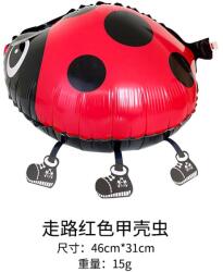 Flippy Balon din Folie Metalizata, Flippy, Figurina Animata, Model Buburuza, 46x31 cm, Ambalaj Individual, Pai Inclus, Umflare cu Aer sau Heliu, Rosu-Negru (teo-134165)