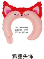 Flippy Balon din Folie Metalizata, Flippy, Tip Coronita cu Urechi, Model Vulpe, Ambalaj Individual, Pai Inclus, Umflare cu Aer sau Heliu, 27 x 29 cm, Rosu (teo-134262)
