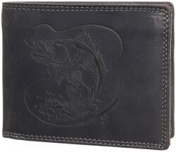Berledor süllő mintás fekete férfi bőr pénztárca (LE-1610 Zan1 BLACK HUNTER)