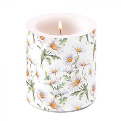 Ambiente Beautiful daisies white átvilágítós gyertya 10x10cm