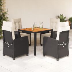 vidaXL Set mobilier de grădină cu perne, 5 piese, negru, poliratan (3212901)